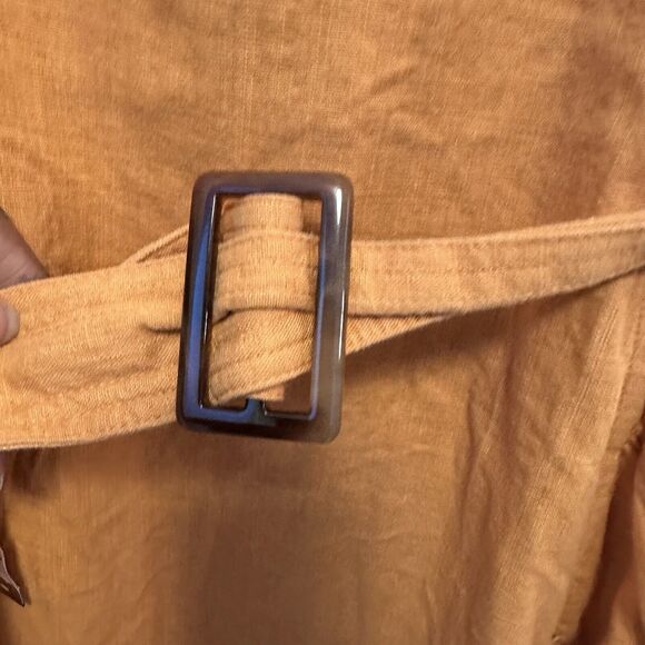 Maison Tara 18W Dress Linen Blend Squareneck Sleeveless Belt Lagenlook Orange - Picture 6 of 9